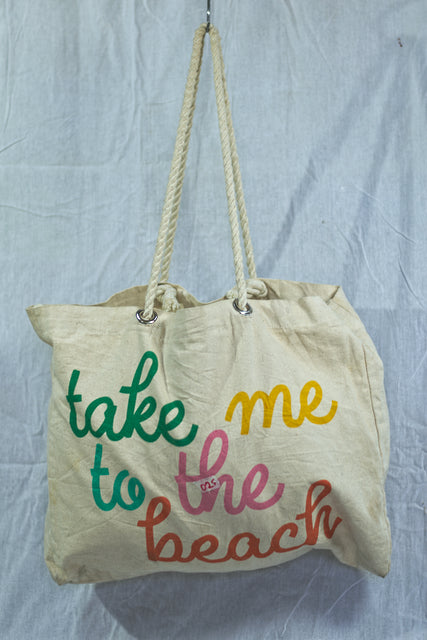 White Canvas Shoulder Girls Ladies Women's Tote Bag Mtumba Handbag