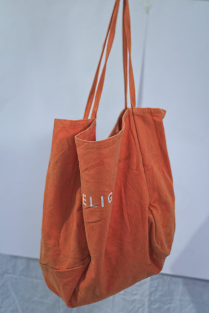 Orange Cotton shoulder Shopping Girls Ladies Women's Tote Bag Mtumba Handbag