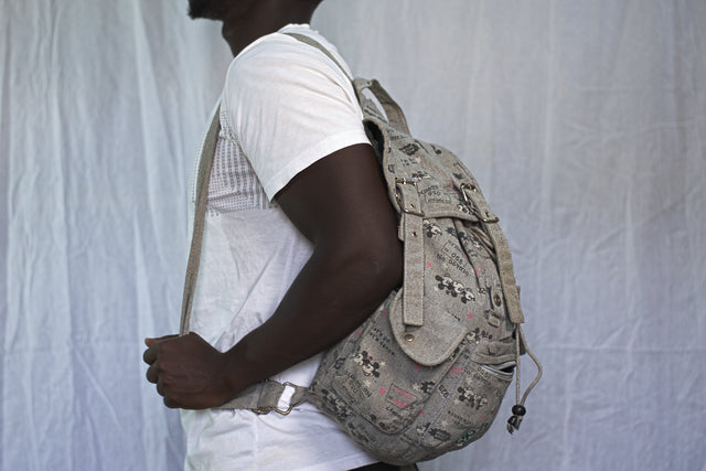 Vintage Grey Backpack Monkey Bag Girls Ladies Women Mtumba School Bag