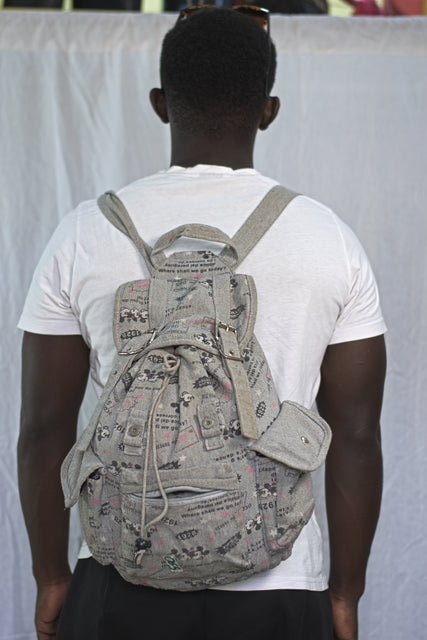 Vintage Grey Backpack Monkey Bag Girls Ladies Women Mtumba School Bag