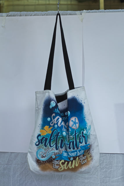 White Blue Customized Shoulder Girls Ladies Women's Tote Bag Handbag