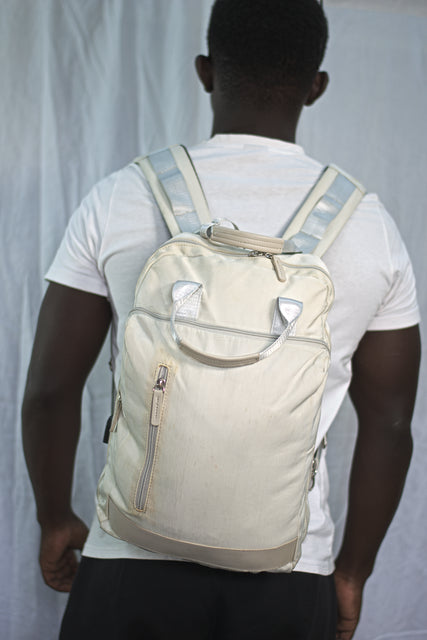White Silver Backpack Unisex Men's Women's Boys Girls Mtumba School Bag