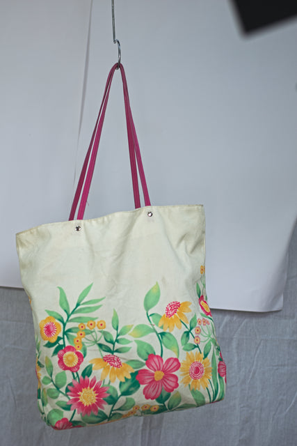 White Canvas Shoulder Girls Ladies Women's Tote Bag Handbag Mtumba