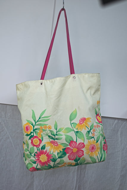 White Canvas Shoulder Girls Ladies Women's Tote Bag Handbag Mtumba