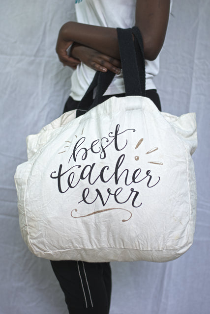 White Canvas Shoulder Girls Ladies Women's Mtumba Tote Bag Handbag