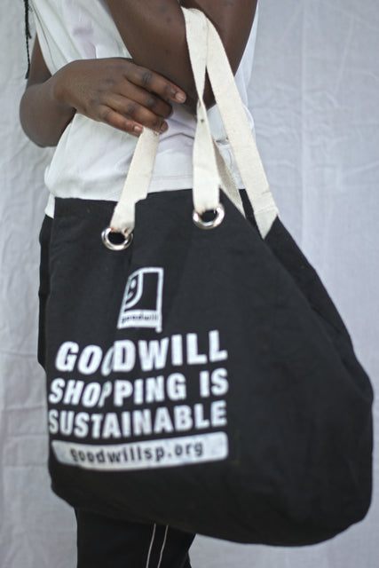 Black Canvas Girls Ladies Women's Tote Bag Handbag Mtumba