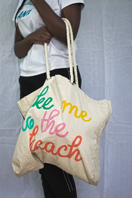 White Canvas Shoulder Girls Ladies Women's Tote Bag Mtumba Handbag
