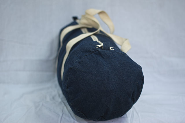 Blue Denim Unisex Men's Women's Duffel Travel Carry-On Gym Travelling Bag