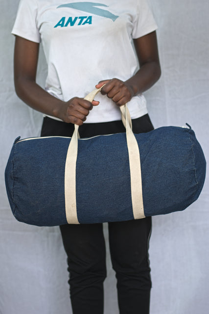 Blue Denim Unisex Men's Women's Duffel Travel Carry-On Gym Travelling Bag