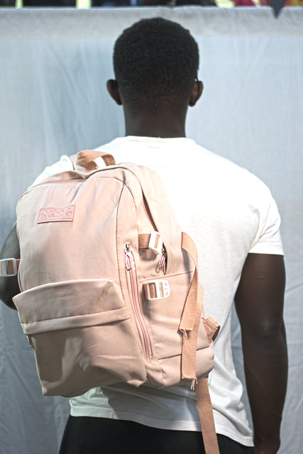 Light Peach Pink Backpack Unisex Men's Women's Boys Girls Mtumba School Bag
