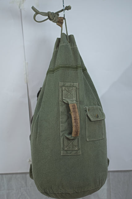Vintage Canvas Olive Green Denim Backpack Rucksack Unisex Men's Women's Boys Girls Mtumba School Bag