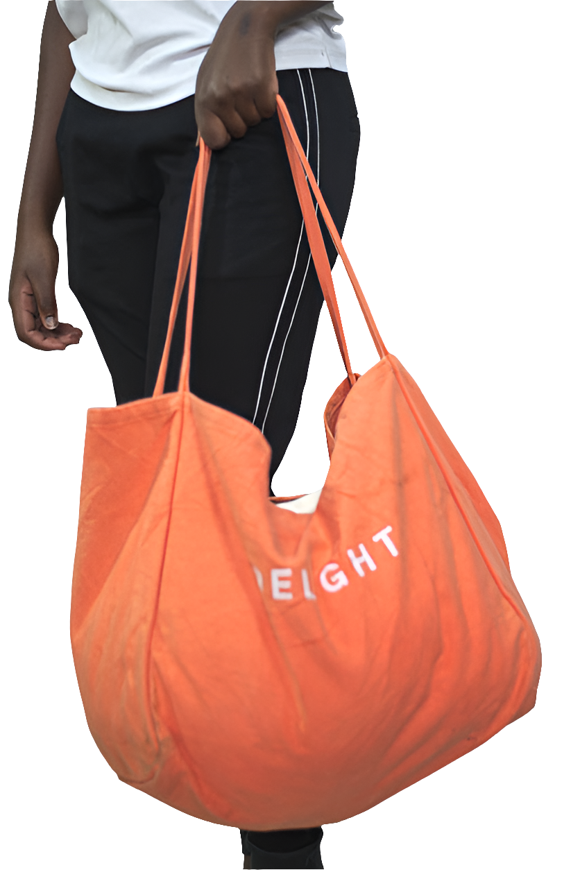 Orange Cotton shoulder Shopping Girls Ladies Women's Tote Bag Mtumba Handbag