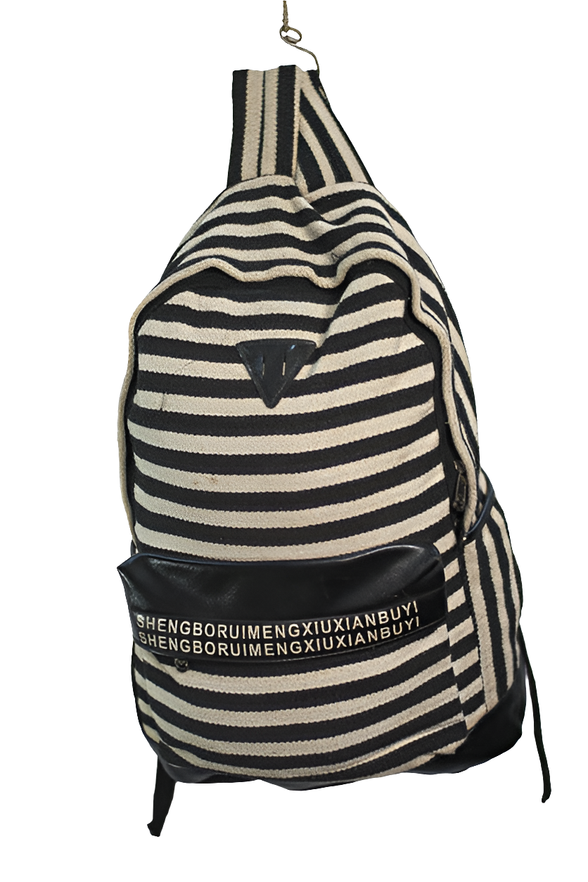 Black and White Striped Denim Unisex Backpack Laptop Mtumba School Bag