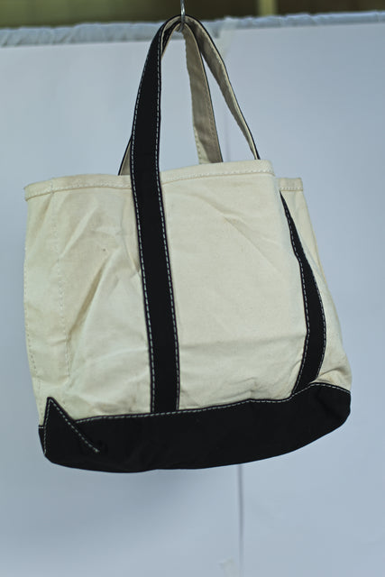 White Black Canvas Shoulder Girls Ladies Women's Tote Bag Handbag Mtumba