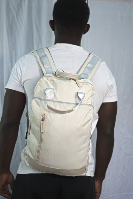 White Silver Backpack Unisex Men's Women's Boys Girls Mtumba School Bag
