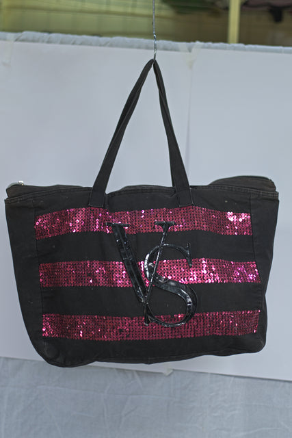 Victoria's Secret Purple Black Shoulder Girls Ladies Women's Tote Bag Handbag Mtumba