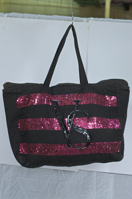 Victoria's Secret Purple Black Shoulder Girls Ladies Women's Tote Bag Handbag Mtumba