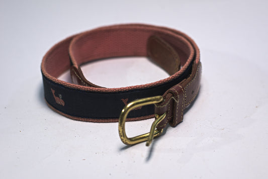 Black Pink Fabric Canvas Belt