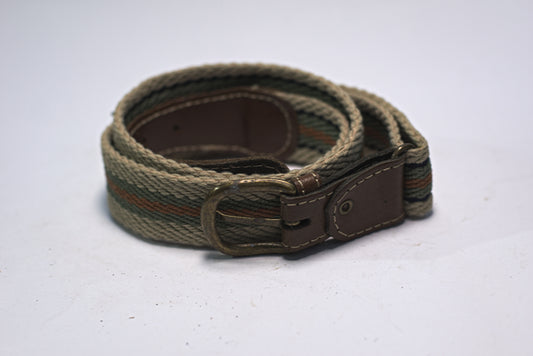 Light Brown Striped Fabric Canvas Belt
