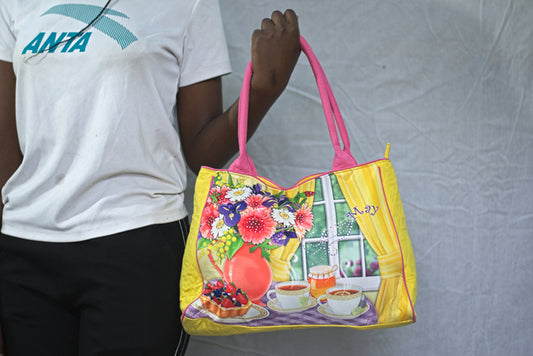 Yellow Flowery Shoulder Girls Ladies Women's Tote Bag Handbag Mtumba