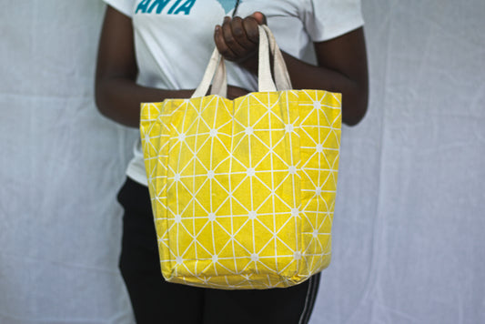 Yellow Canvas Girls Ladies Women's Tote Bag Handbag Mtumba