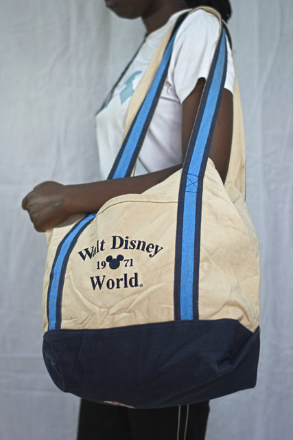 White Canvas Shoulder Girls Ladies Women's Tote Bag Mtumba Handbag
