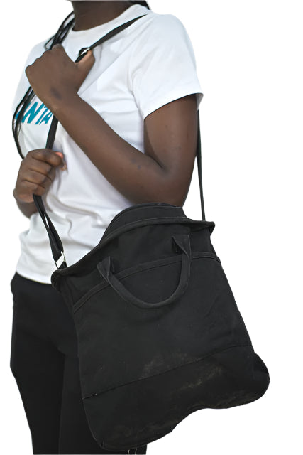 Black Canvas Girls Ladies Women's Tote Bag Sling Bag Handbag Mtumba