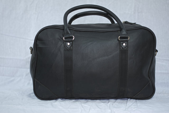 Black Leather Unisex Men's Women's Duffel Travel Carry-On Gym Mtumba Travelling Bag