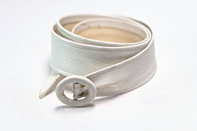 White Synthetic Leather for Women Wide Mtumba Dress Belt