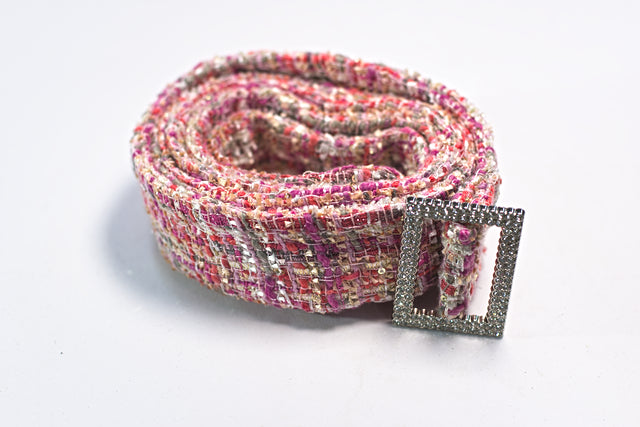 Pink Multi-Colored Fabric for Women Wide Dress Belt