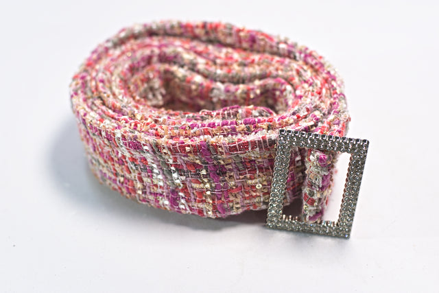 Pink Multi-Colored Fabric for Women Wide Dress Belt