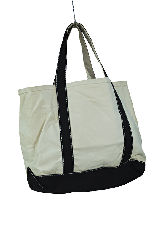 White Black Canvas Shoulder Girls Ladies Women's Tote Bag Handbag Mtumba