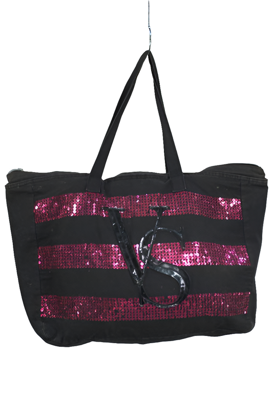 Victoria's Secret Purple Black Shoulder Girls Ladies Women's Tote Bag Handbag Mtumba