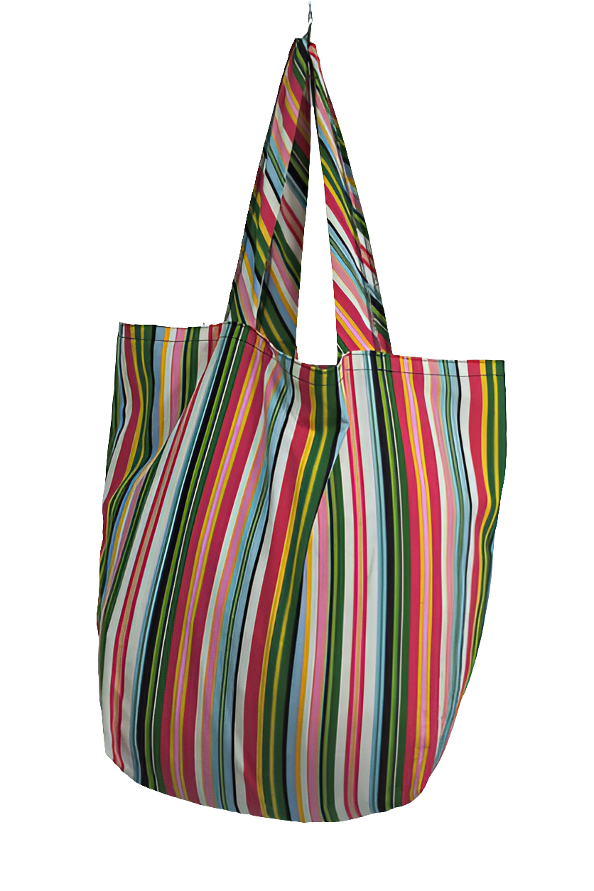 Striped Canvas Shoulder Girls Ladies Women's Tote Handbag Bag Mtumba
