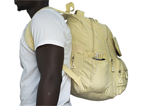 Cream Yellow Backpack Unisex Men's Women's Boys Girls Mtumba School Bag