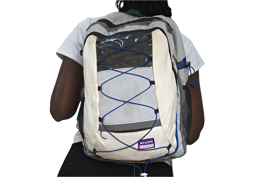 Grey White Backpack Unisex Men's Women's Boys Girls Mtumba School Bag