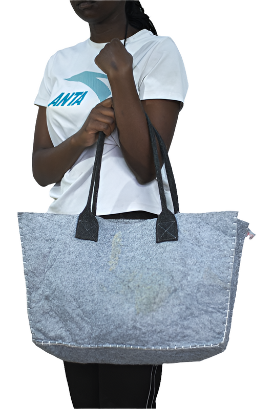 Grey Cotton Shoulder Girls Ladies Women's Tote Bag Handbag Mtumba