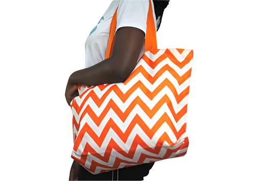 Orange White Canvas shoulder Girls Ladies Women's Tote Bag Handbag Mtumba